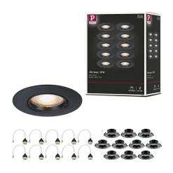 Paulmann Boîte De Dérivation-Spot encastré Kit de 10 fixe rond 90mm GU10 max. 10x10W 230V gradable Noir