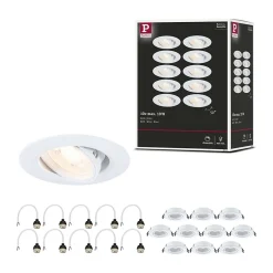 Paulmann Spot encastré Kit de 10 orientable rond 90mm 30 GU10 max. 10x10W 230V gradable Blanc