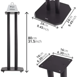 Duronic SPS1022-80 Pieds enceintes 80 cm lestables avec du sable Cônes anti vibrations Set de 2 pour hifi stéréo home cinema