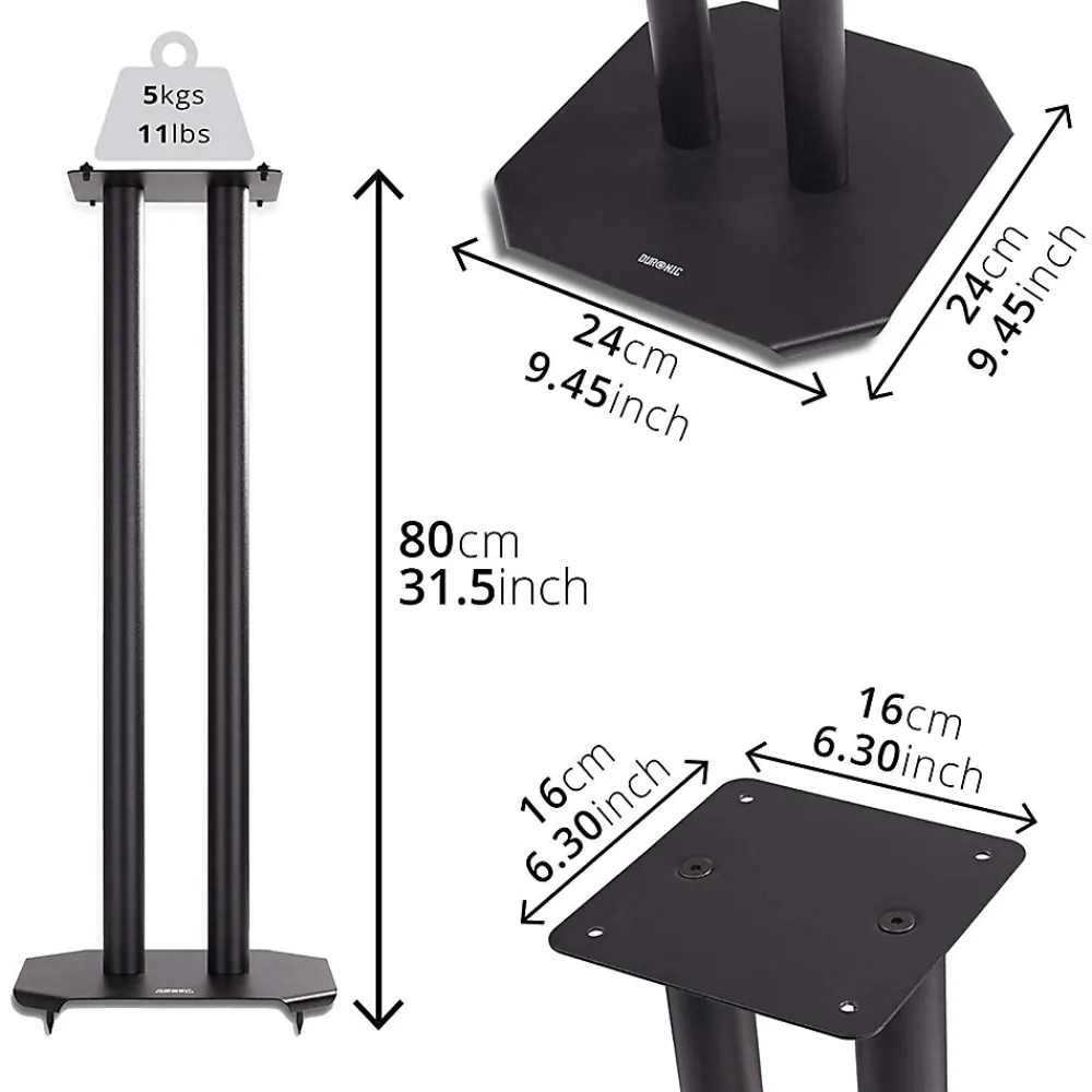 Duronic SPS1022-80 Pieds enceintes 80 cm lestables avec du sable Cônes anti vibrations Set de 2 pour hifi stéréo home cinema