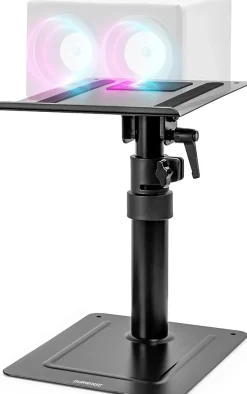 Duronic SPS20 Support d'enceintes de bureau Hauteur réglable Inclinable Rotatif Sur socle 24 x 20 cm Charge max 5 kg