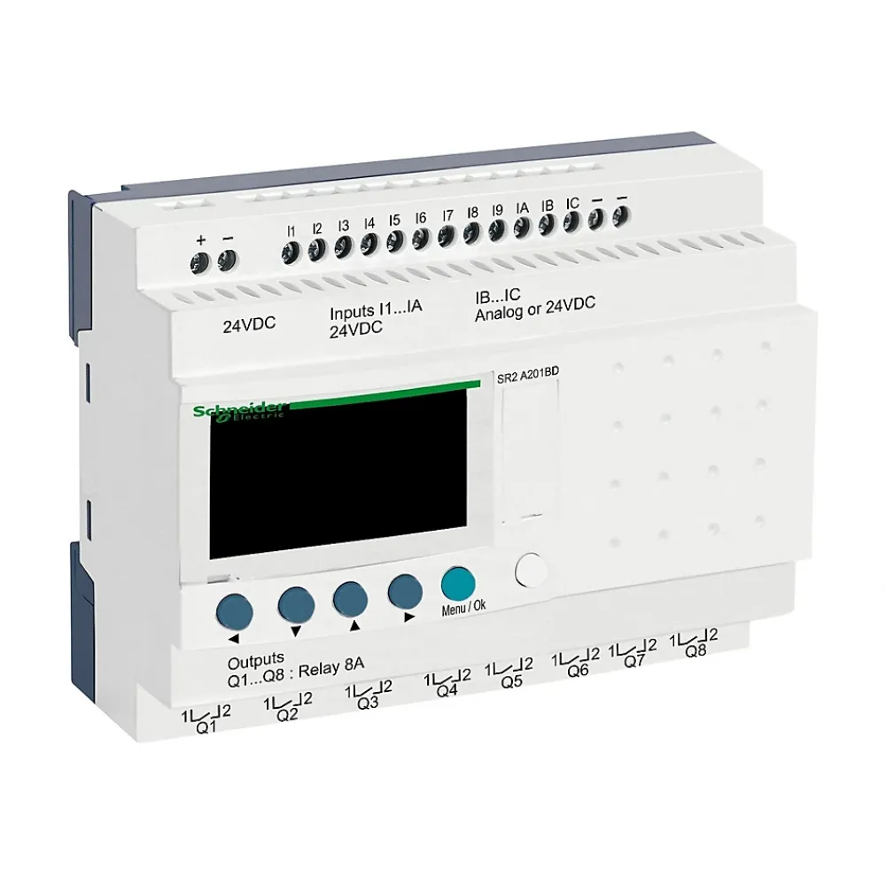 Schneider Electric Sr2a201bd Schneider - Automate Zelio Logic - Relais Intelligent 20 E/s 24vcc - Sans Horloge Avec Afficheur