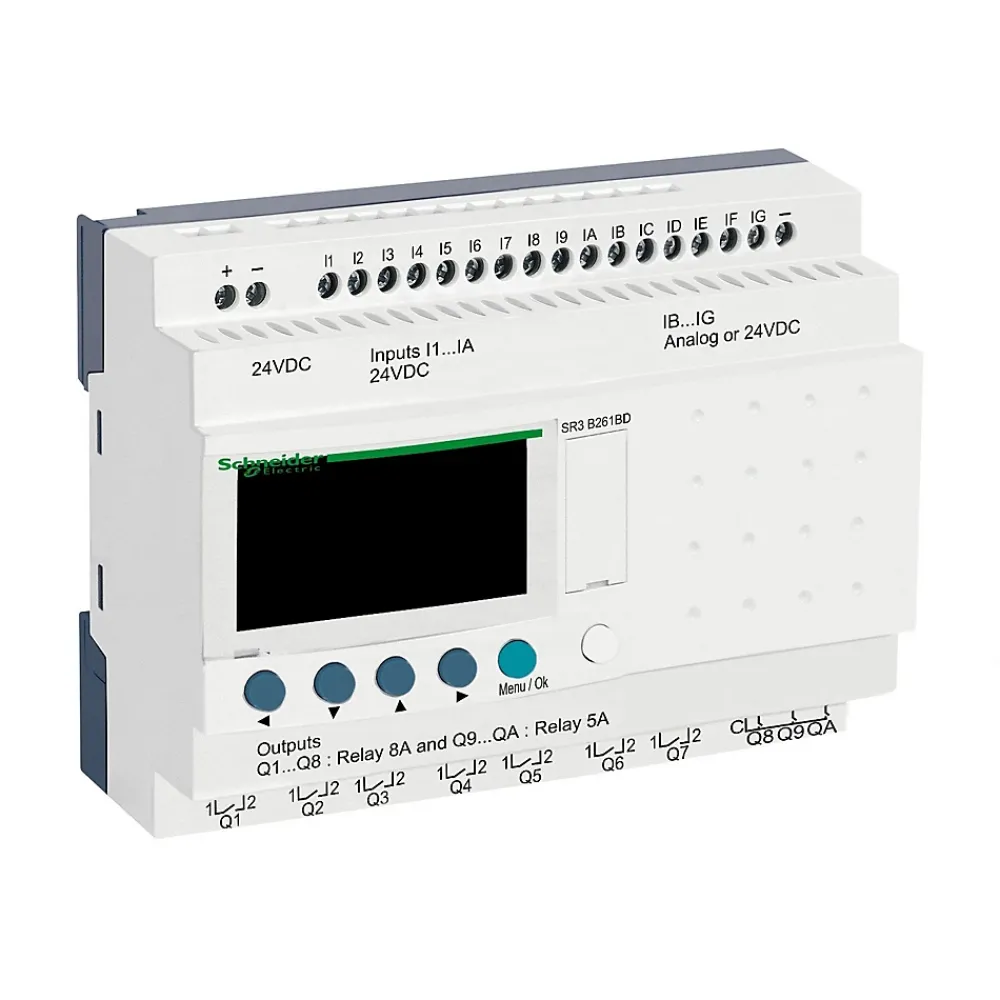 Schneider Electric Sr3b261bd Schneider - Automate Zelio Logic - Relais Intelligent 26 E/s Extensibles - 24vcc - Horloge + Afficheur