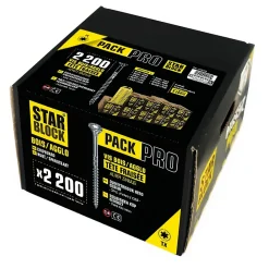 Norail STARBLOCK Coffret de vis Pack Pro 2 200 vis Bois Aggloméré Tête fraisée Torx 9 tailles 1 Porte embouts mousqueton 50 mm