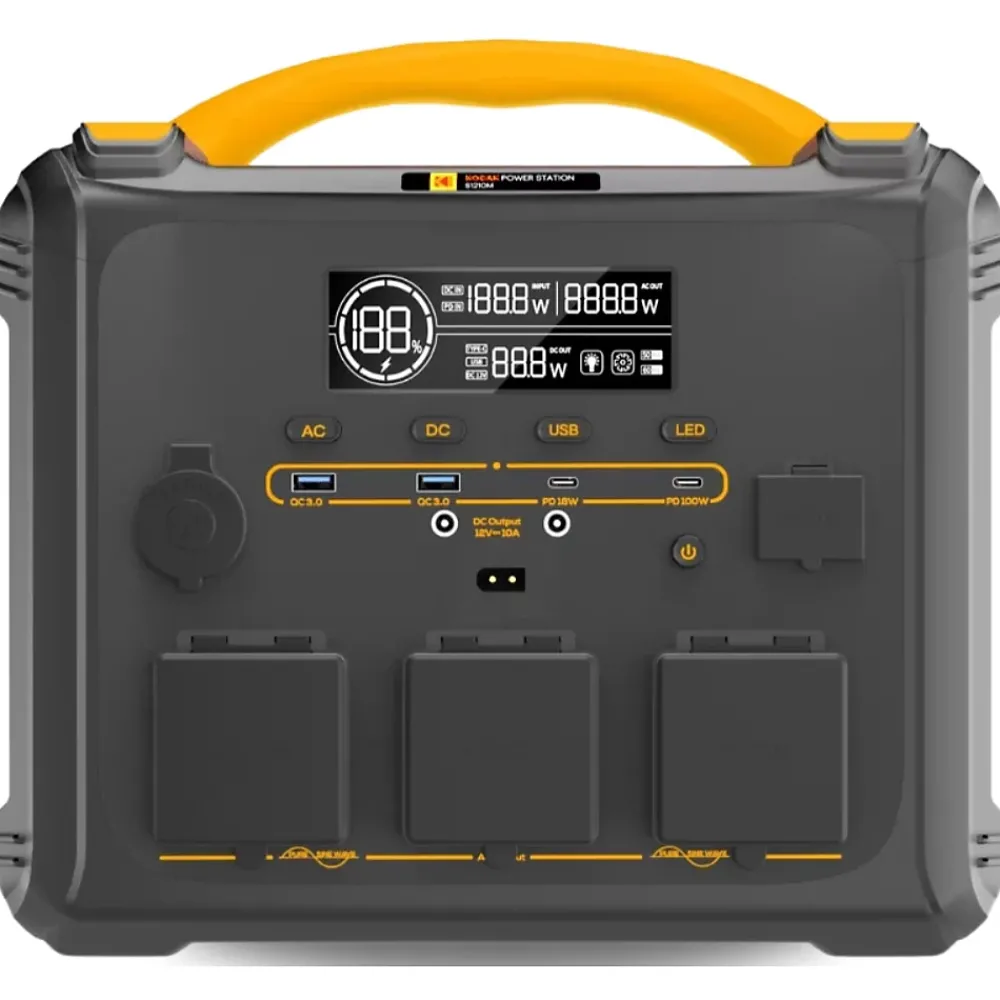 Kodak Station Électrique Portable S1210 - Batterie LiFePO4 1102Wh - Recharge Rapide - Générateur Solaire Puissant et Compact