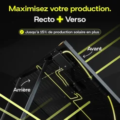 Sunology Panneau Solaire Plug And Play-PLAY2, Kit 4 panneaux solaires complet 1840W bifacial, 4 Stations solaire livrées assemblées, Installation sol ou mur
