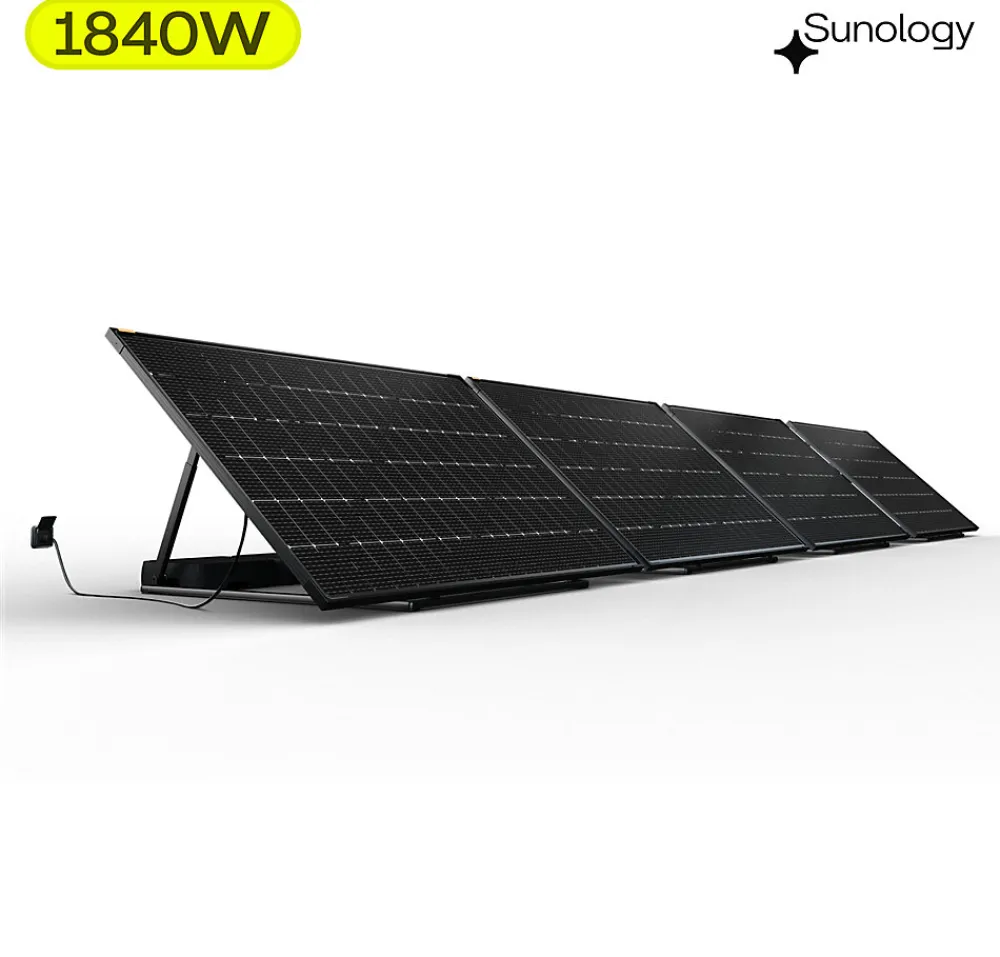 Sunology Panneau Solaire Plug And Play-PLAY2, Kit 4 panneaux solaires complet 1840W bifacial, 4 Stations solaire livrées assemblées, Installation sol ou mur