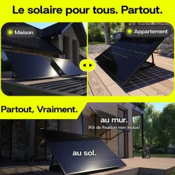 Sunology PLAY2, Kit 3 panneaux solaires complet 1380W bifacial, 3 Stations solaire livrées assemblées, installation sol ou mur
