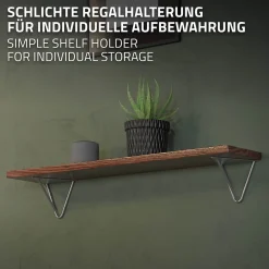 Ml-Design 2 Support d'Etagere d'angle triangle en métal gris avec vis 160mm