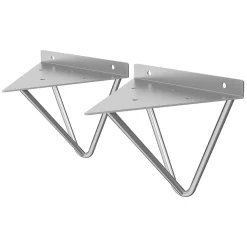 Ml-Design 2 Support d'Etagere d'angle triangle en métal gris avec vis 160mm