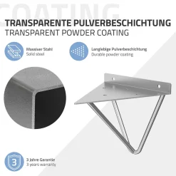 Ml-Design 2 Support d'Etagere d'angle triangle en métal gris avec vis 160mm