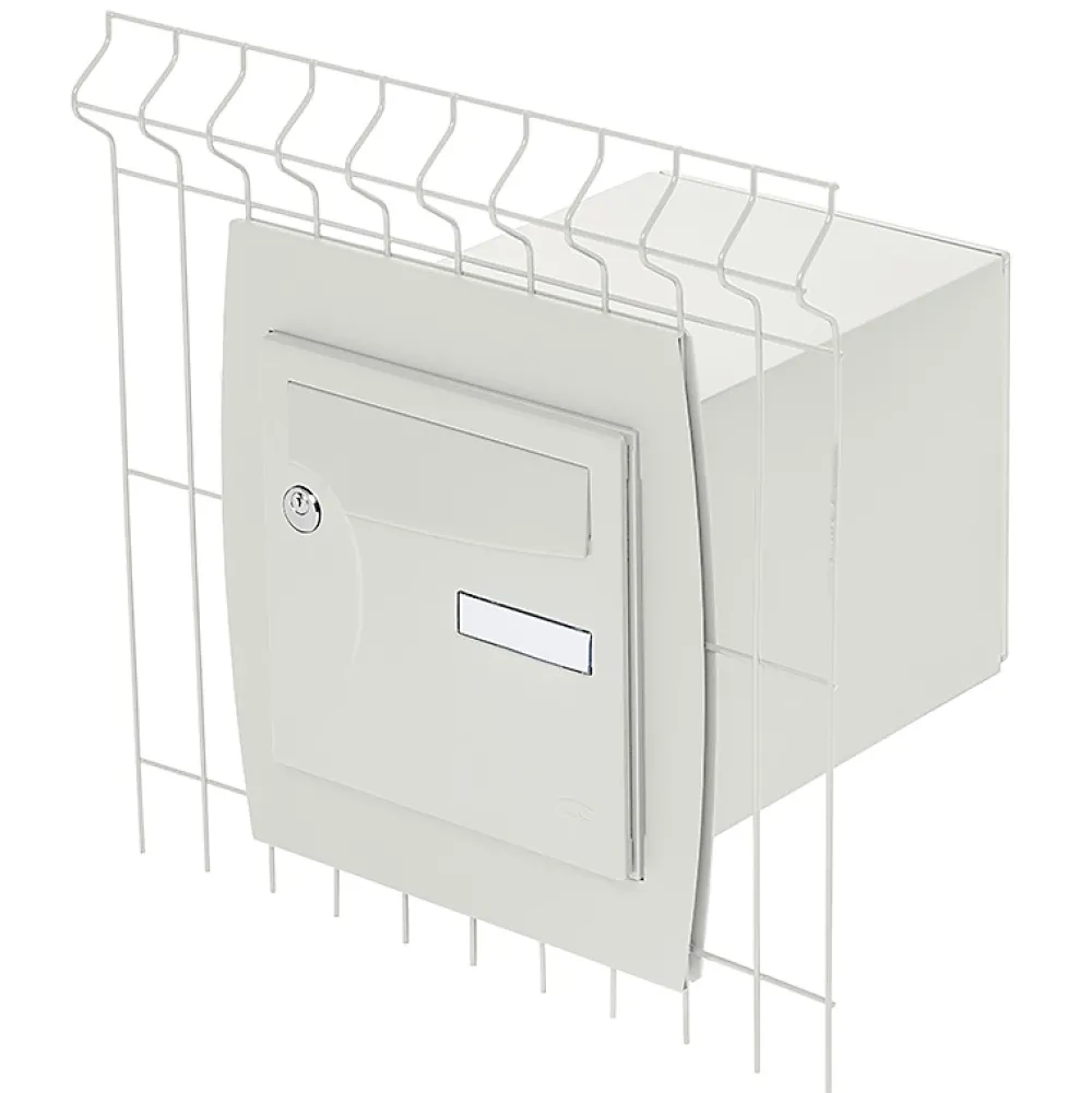 Renz Support De Boîte Aux Lettres-Support grillage rigide & palissade Blanc crème mat sablé RAL 9010MS