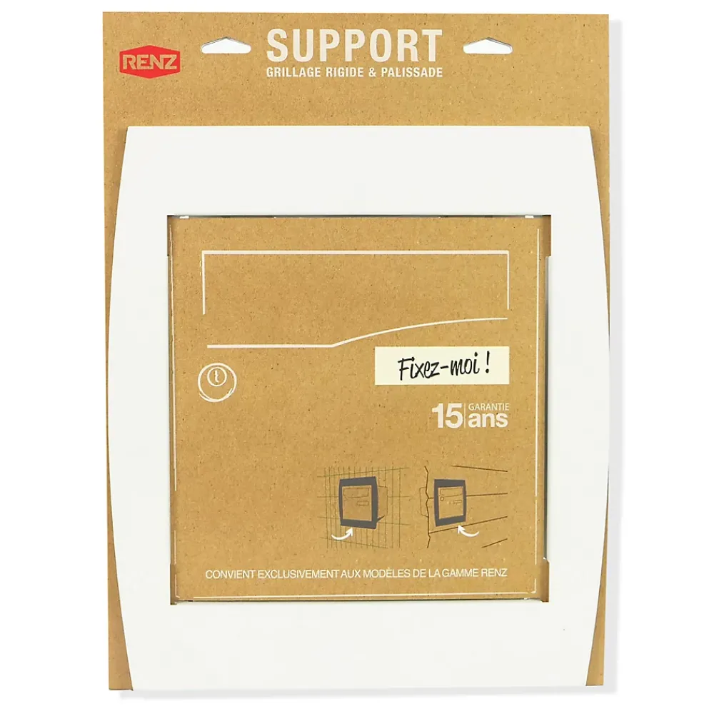 Renz Support De Boîte Aux Lettres-Support grillage rigide & palissade Blanc crème mat sablé RAL 9010MS