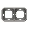 Legrand Support plaque étanche encastré - Plexo - - Gris - 2 postes horizontaux ou verticaux