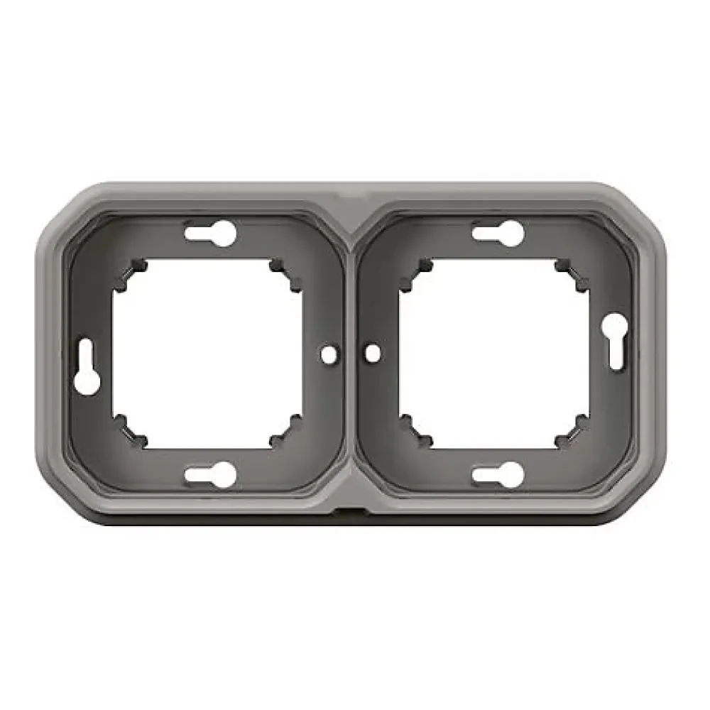 Legrand Support plaque étanche encastré - Plexo - - Gris - 2 postes horizontaux ou verticaux