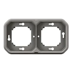Legrand Support plaque étanche encastré - Plexo - - Gris - 2 postes horizontaux ou verticaux