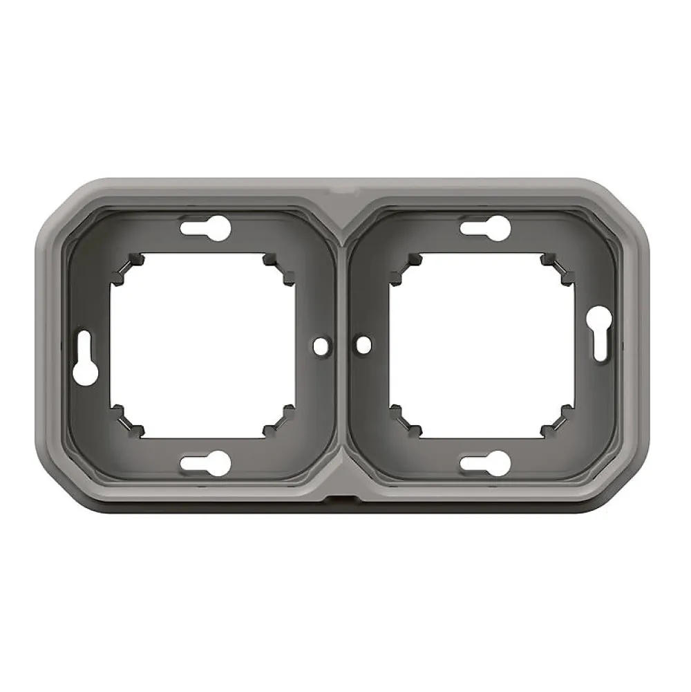 Legrand Support plaque étanche encastré - Plexo - - Gris - 2 postes horizontaux ou verticaux