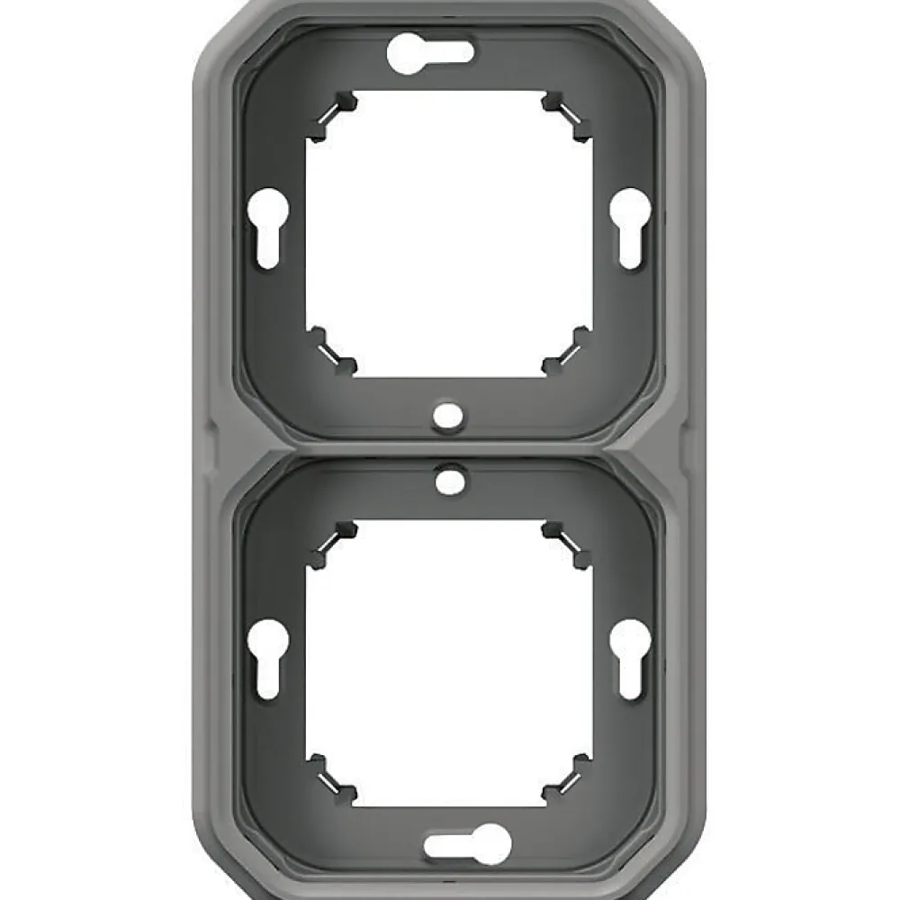 Legrand Support plaque étanche encastré - Plexo - - Gris - 2 postes horizontaux ou verticaux