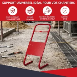Atole Tableau Électrique Pré-Équipé-Support pour coffret électrique de chantier - Compatible Monophasé & Triphasé - Socle Métallique 635 x 265 mm