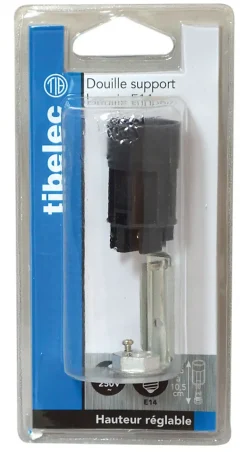 Tibelec Supports bougies E14 2A 250V 60W femelle pas 10x1 H.85/105mm