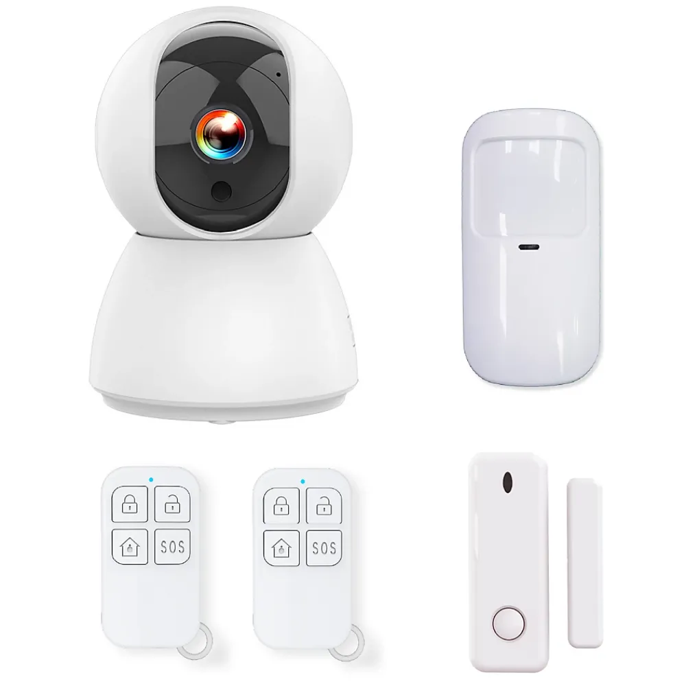 Kyf Alarme Sans Fil-Système d'alarme connecté Caméra rotative 4MP avec Sirène intégrée