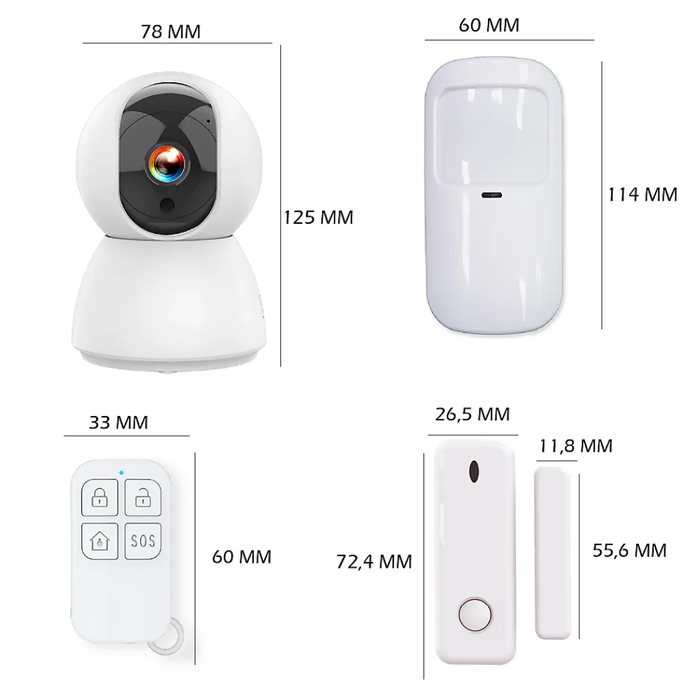 Kyf Alarme Sans Fil-Système d'alarme connecté Caméra rotative 4MP avec Sirène intégrée