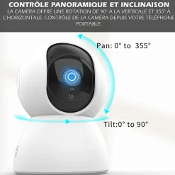 Kyf Alarme Sans Fil-Système d'alarme connecté Caméra rotative 4MP avec Sirène intégrée