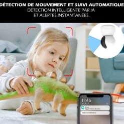 Kyf Alarme Sans Fil-Système d'alarme étendu connecté Caméra rotative 4MP avec Sirène intégrée