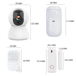Kyf Alarme Sans Fil-Système d'alarme étendu connecté Caméra rotative 4MP avec Sirène intégrée