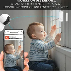 Kyf Alarme Sans Fil-Système d'alarme étendu connecté Caméra rotative 4MP avec Sirène intégrée