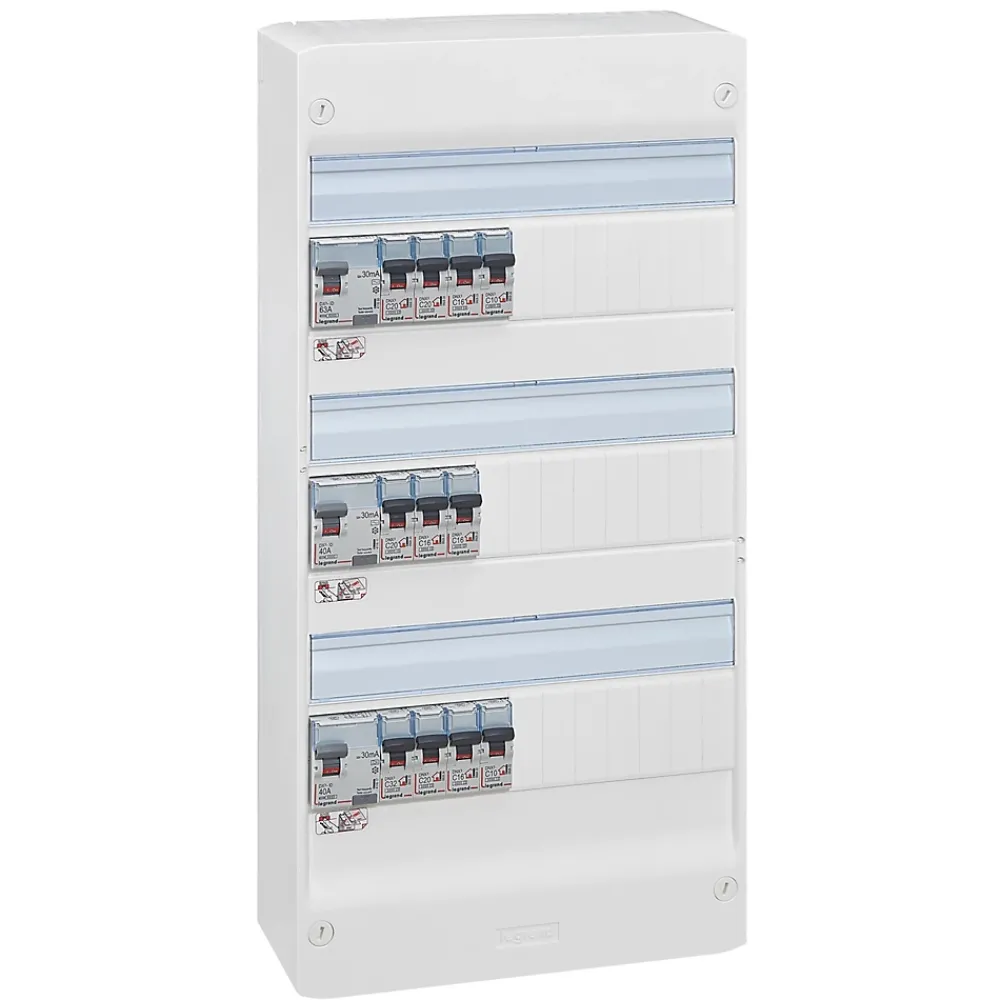 Legrand Tableau Électrique Pré-Équipé-Tableau électrique pré-équipé et pré-câblé 3 rangées - 39 modules (14 inclus)