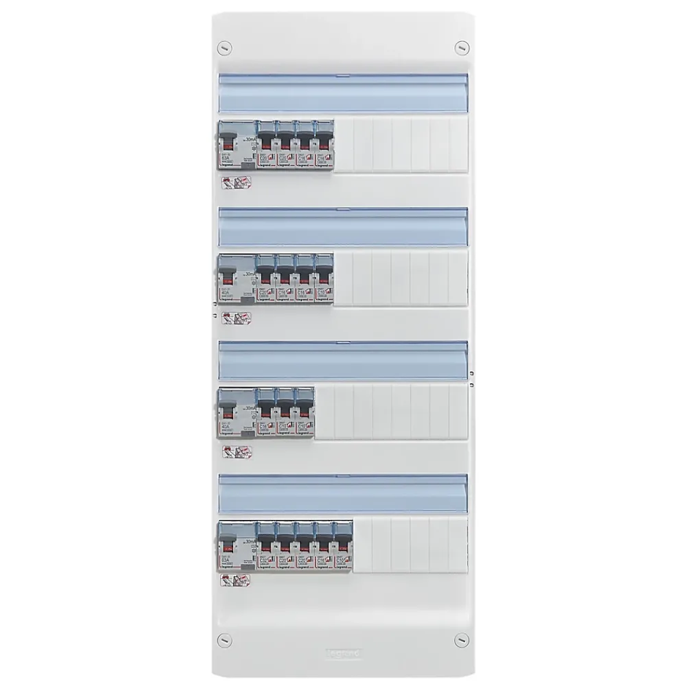Legrand Tableau électrique pré-équipé et pré-câblé 4 rangées - 52 modules (20 inclus)