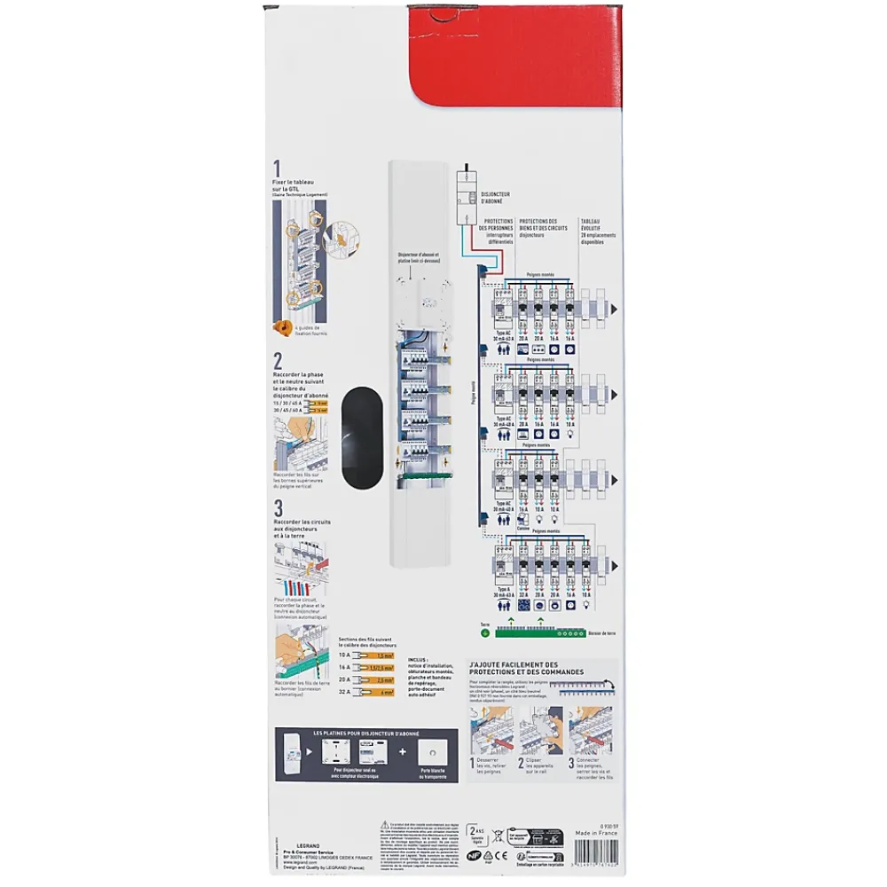 Legrand Tableau électrique pré-équipé et pré-câblé 4 rangées - 52 modules (20 inclus)