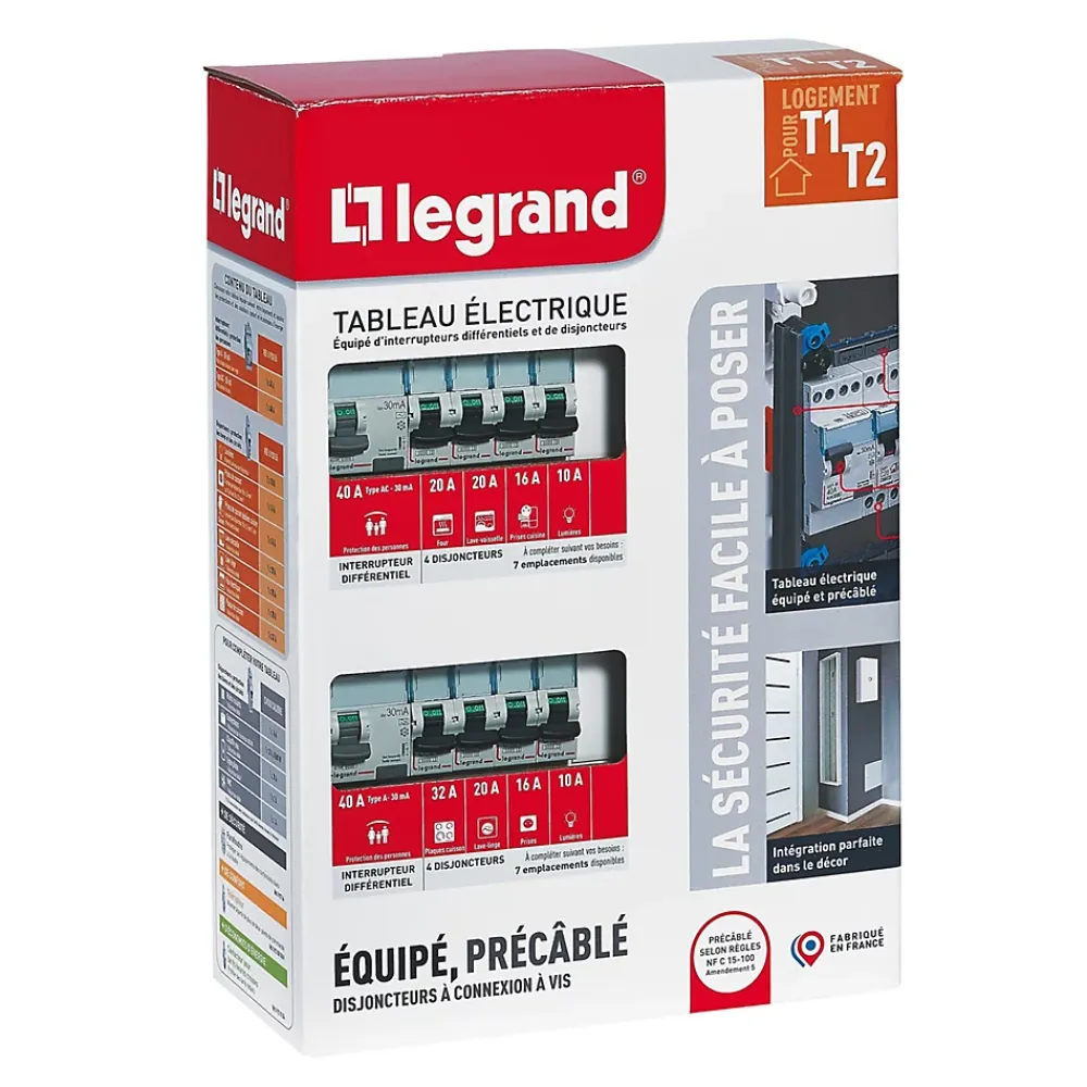 Legrand Tableau Électrique Pré-Équipé-Tableau électrique pré-équipé et pré-câblé 2 rangées - 26 modules (10 inclus)