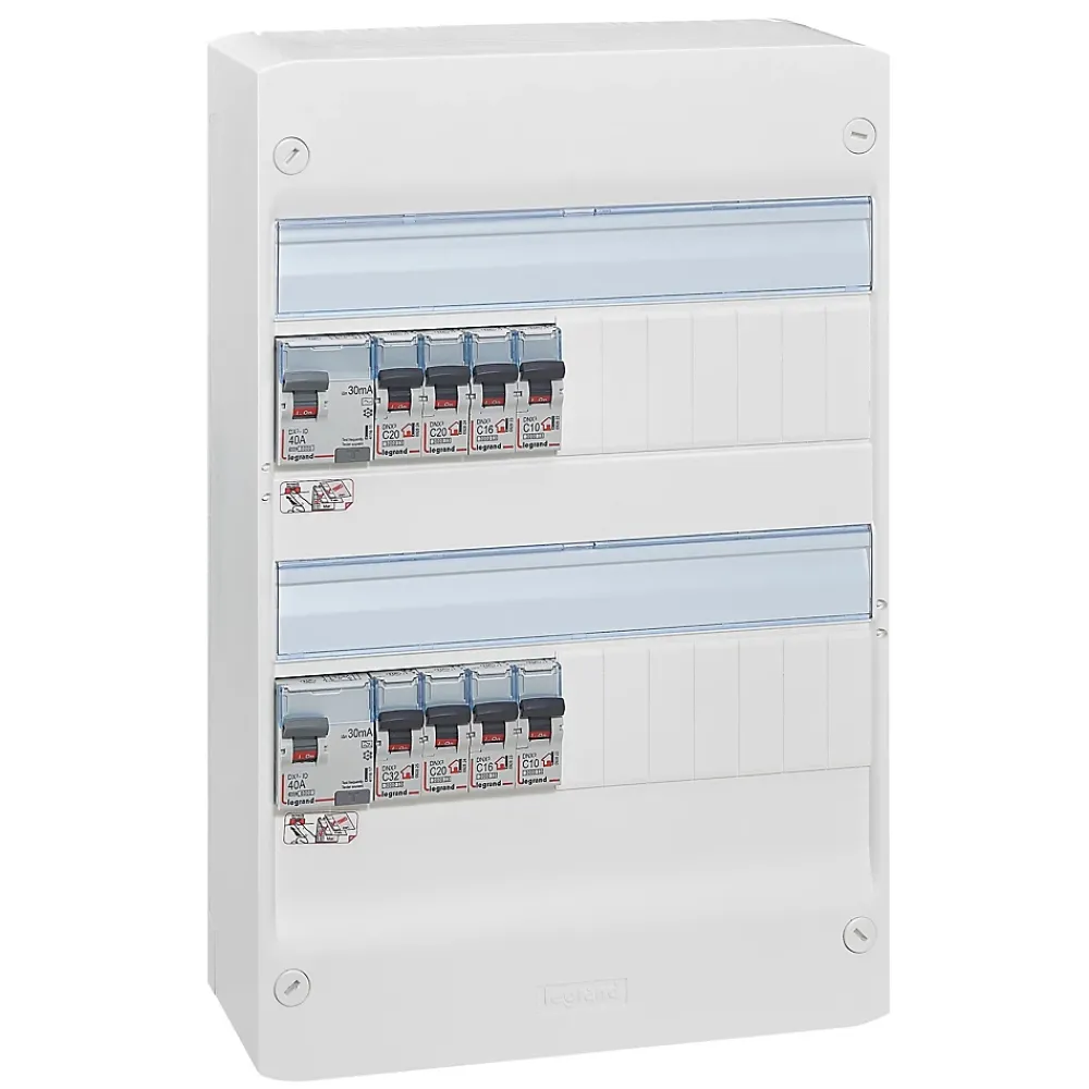 Legrand Tableau Électrique Pré-Équipé-Tableau électrique pré-équipé et pré-câblé 2 rangées - 26 modules (10 inclus)