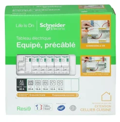 Schneider Electric Tableau Électrique Pré-Équipé-Tableau électrique pré-équipé et pré-câblé 1 rangée - 13 modules (6 inclus) Resi9 XP