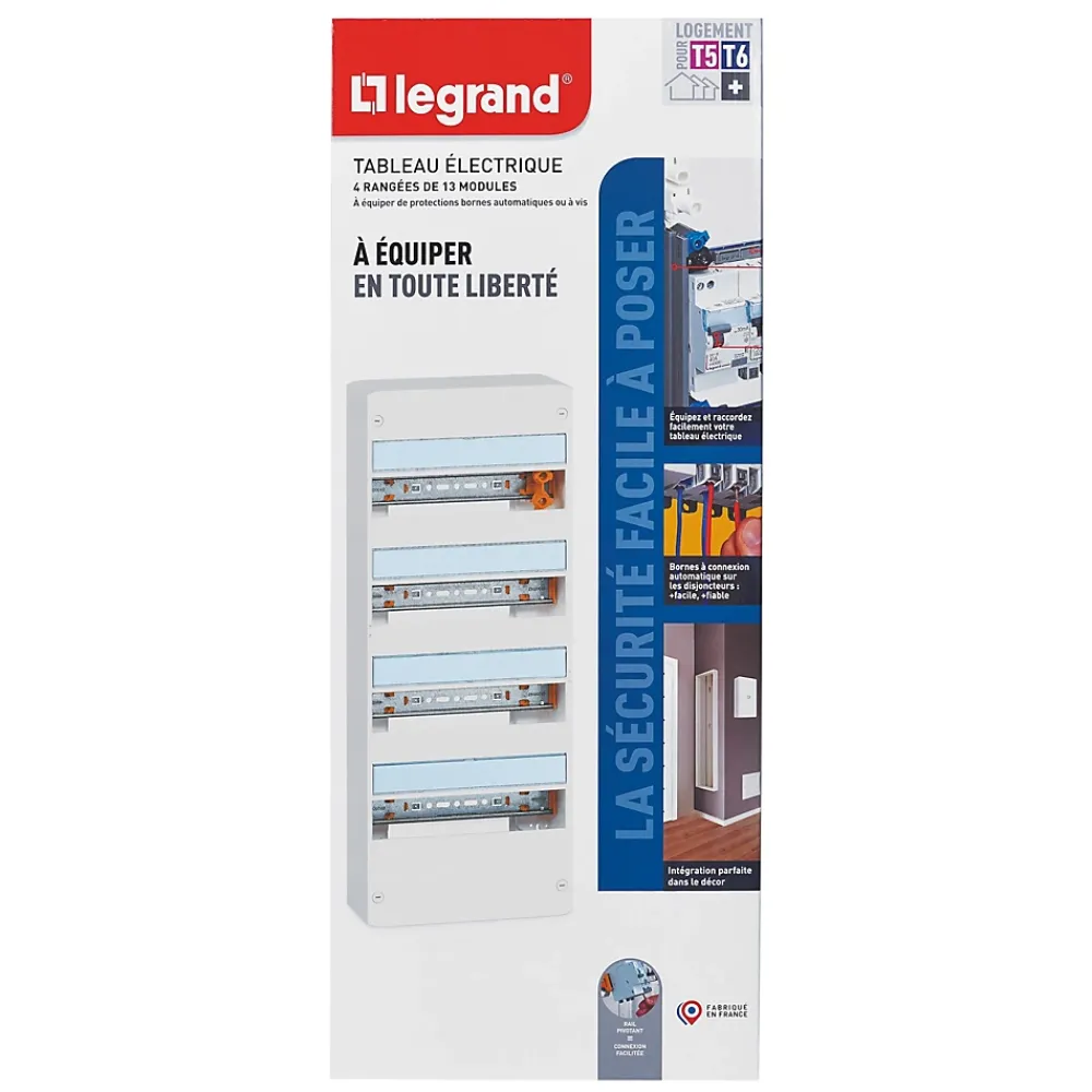 Legrand Tableau électrique à équiper 4 rangées - 52 modules