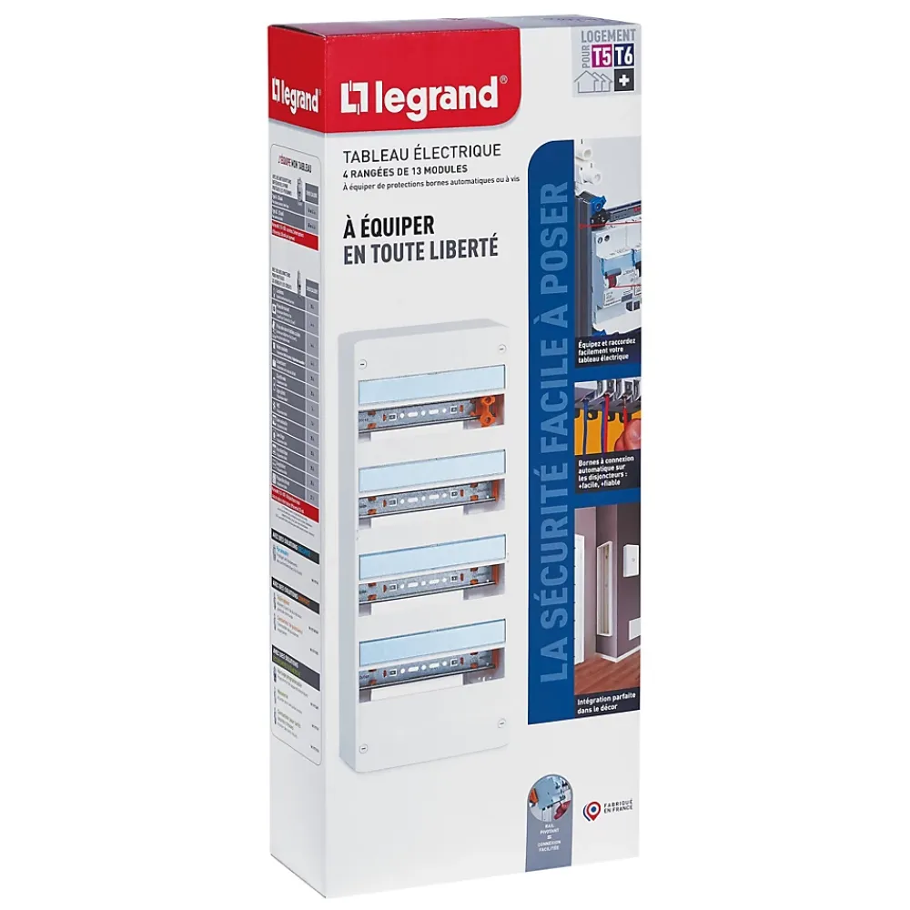 Legrand Tableau électrique à équiper 4 rangées - 52 modules