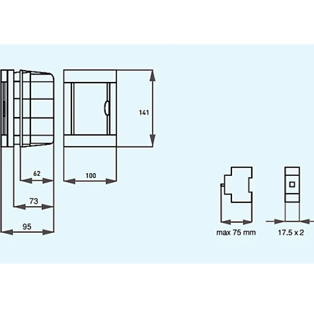 Panasonic Tableau Électrique Nu-Tableau nu encastrable 2 modules porte opaque