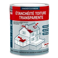 Procom Etanchéité Du Mur Intérieur-Étanchéité transparente polyuréthane - Résine d'étanchéité transparente toiture, véranda, verrière, serre -2.5 litres-Transp