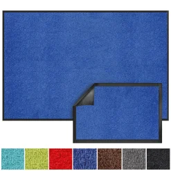 Floordirekt Tapis de Porte Paillasson d'entrée Monochrom Bleu 135 x 200 cm