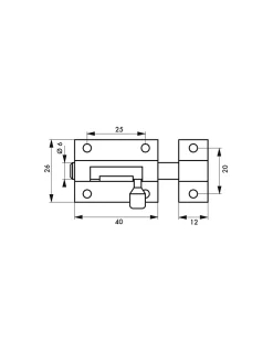 Thirard Targette, inox, pêne diamètre 6mm, 26x38mm -