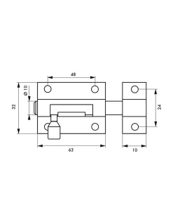 SP Targette pour meuble, 60mm, nickel satin, pêne rond -
