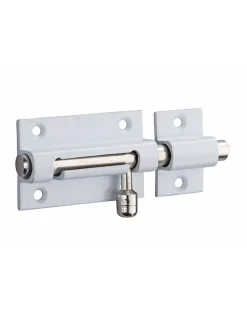 Thirard Targette pour porte de meuble, laiton poli blanc, pêne diamètre 8mm, 50x30mm -