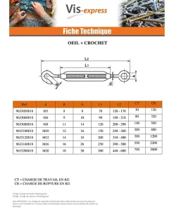 Vis Express Tendeur crochet crochet M12X200 Inox A4 - 1 pièce
