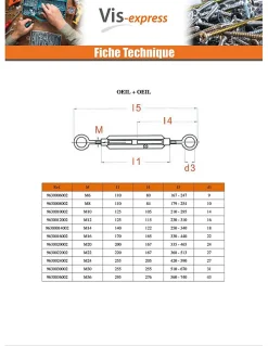 Vis Express Tendeur crochet crochet 10X125 Acier zingué - 1 pièce