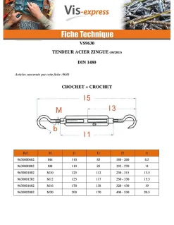 Vis Express Tendeur crochet crochet 10X125 Acier zingué - 1 pièce