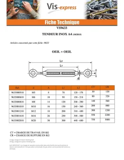 Vis Express Tendeur, Sandow Et Élastique-Tendeur oeil crochet M10X150 Oeil 12 Inox A4 - 1 pièce