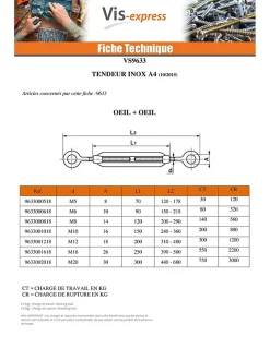 Vis Express Tendeur, Sandow Et Élastique-Tendeur oeil crochet M5X70 Oeil 8 Inox A4 - 20 pièces