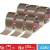 Tesa pack 4280 PP 04280-00040-00 Ruban adhésif d'emballage transparent 50 mm x 66 m, pack de 6